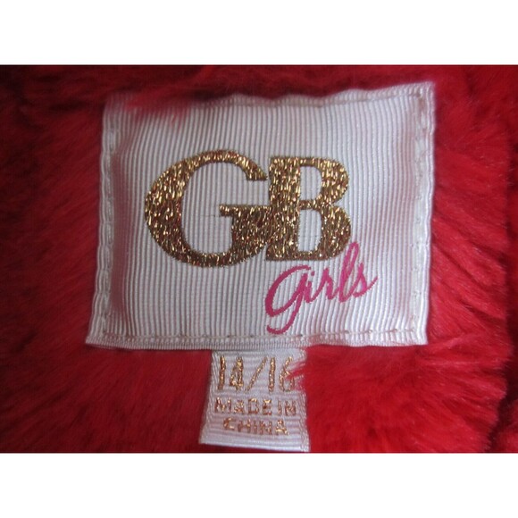 GB Girls Jacket Youth XL 14/16 Red Fleece Open Fuzzy Polyester Pockets Coat - Picture 3 of 16